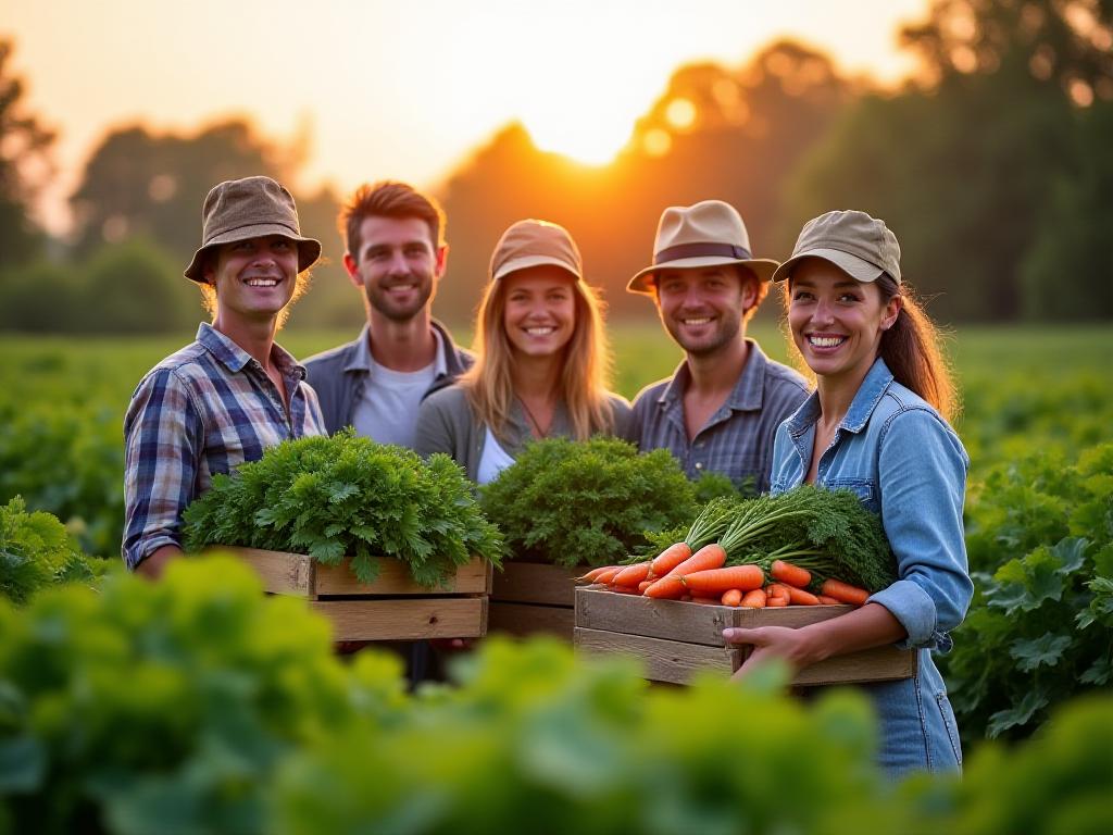 Farmers gathering fresh harvest